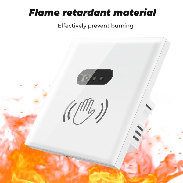 SMATRUL Vegg Smart Lysbryter Infrarød IR-sensor Ingen behov for berøring EU 220V 110V Glasskjermpanel Elektrisk strøm på av lampe white