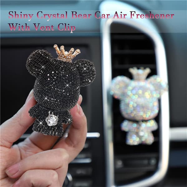 Pack Bear Luftfrisker til Bil, Bling Luftventil Parfume Clips Bil Luftfrisker til Ventilindretning, Bil Luftventil Clips med Bling Rhinestones Bilinteriør