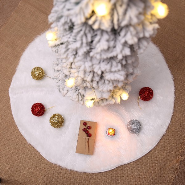 Juletre skjørt Ren hvit lodden juletre skjørt (90CM)