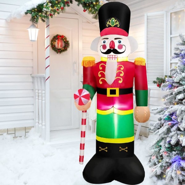 8 FT Christmas Uppblåsbar Nötknäppare Soldier, Uppblåsbar Christmas Soldier Dekoration med inbyggda LED-lampor, Nötknäpparen Uppblåsbar Santa Claus Soldi