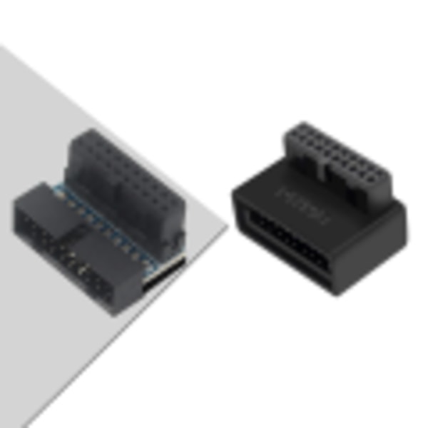 Pöytätietokoneen emolevyn USB 3.0 -liitäntäadapteri 19p 20p pystysuora pistoke neula 90° kierretty asennettu ohjauskaari A