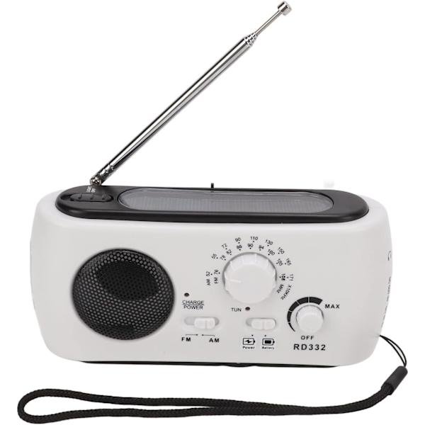Nødradio med håndsveiv og lommelykt, AM/FM solcelledrevet LED-radio med USB-kabel, backup-lykt for campinglading