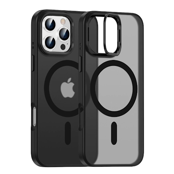 Fashion Lens Stativ Magnetiskt Telefonfodral För iPhone 16 15 14 Plus 13 Pro Max För Magsafe Trådlös Laddare Stötsäkert Skydd Svart iPhone14promaX
