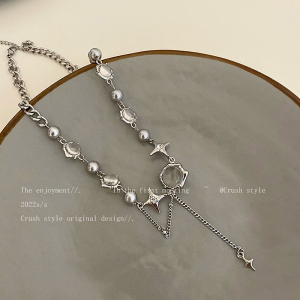 Moonlight Zircon Cross Tofs Titanium Halsband Dam ins Hip Hop Spice Spice Halsband Accessoarer Mode
