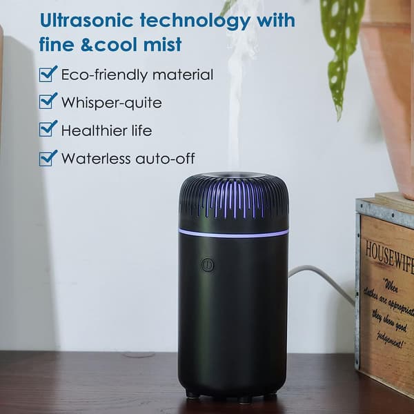 Bil diffuser luftfuktare aromaterapi eterisk olja diffuser USB kall dimma mini bärbar diffuser för bil hem kontor sovrum (svart)