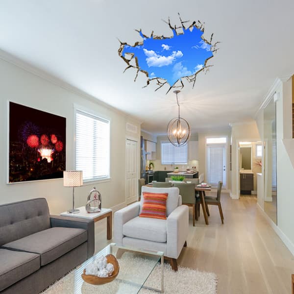 2 stk. 3D selvklebende veggmaleri kunstdekor blå himmel