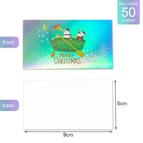 2 stk God Jul gratulasjonskort DIY festinvitasjonskort regnbue radium Julenissen snømann meldingskort 50 stk