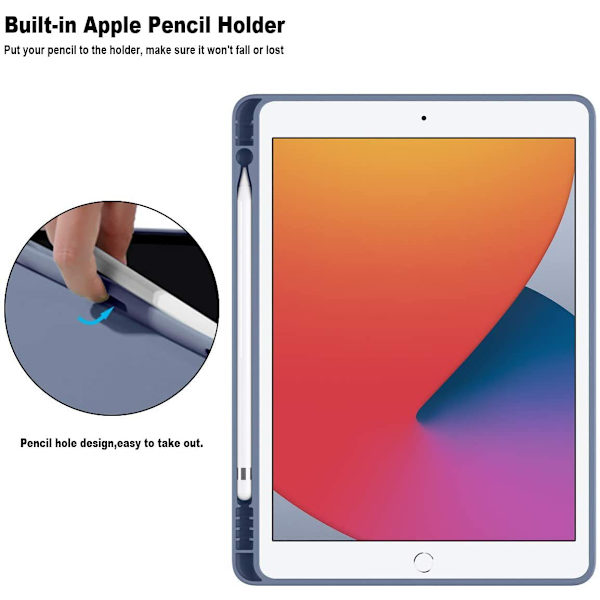 Lämplig för ipad7/8/9 Protective Shell 10,2 tum Universal Silikon med pennöppning Flat Case Cover (1 paket, lavendelfärg)