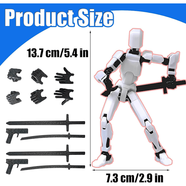 T13 Action Figure, Titan 13 Action Figure, Robot Action Figure, 3D Printed Action[HK] black+white