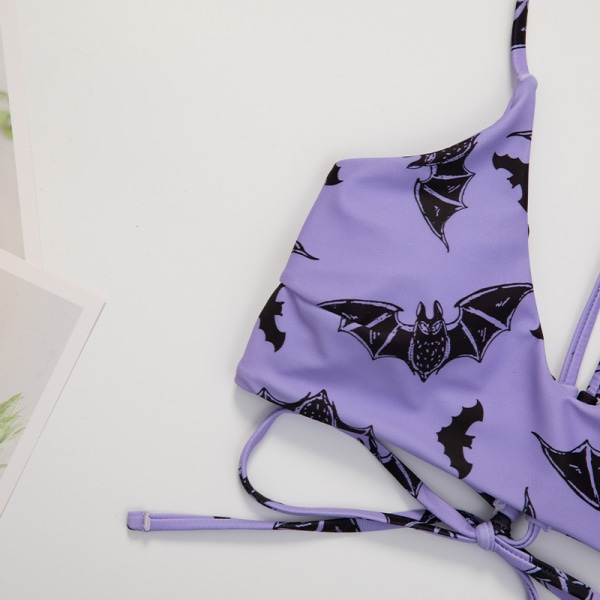 Stjerne Sol Måne Print Badedragter til Kvinder Krydsende Snøre Triangle Bikini (M)
