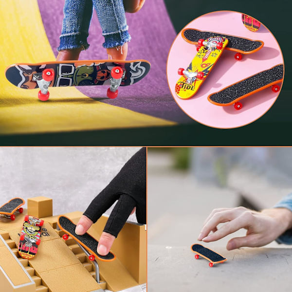 24 stk. Legetøjs Finger Skateboard Fingerboards med 32 Udskiftelige Hjul og Mini Skruetrækker, Skridsikre Dæk til Hop, Flips og Aktiv Leg Indendørs
