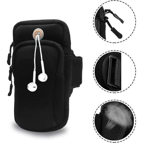 Running Armband Telefonhållare, Running Phone Strap, Mobil Armband Bag (svart)