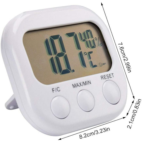 1 X Digital LCD Termometer Utomhus Inomhus Hygrometer Luftfuktighetsklocka 0℃-50℃, LCD-avläsning