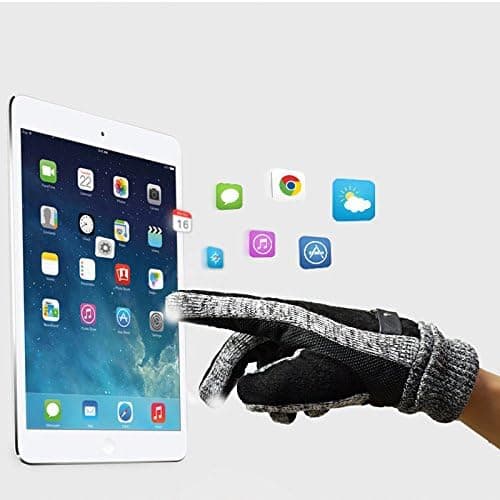 Handsker til mænd, tykke vinterhandsker i ruskindslæder med touchscreen (fleeceforing) (sort)