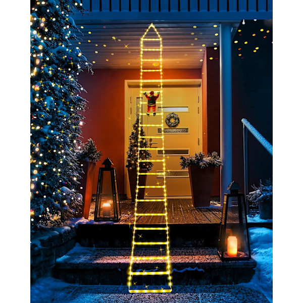 3M julstegeljus med jultomten - 245 LED-julljus, 8 lägen, timerminnesfunktion, nätström, inomhus utomhusträdgård (varm vit