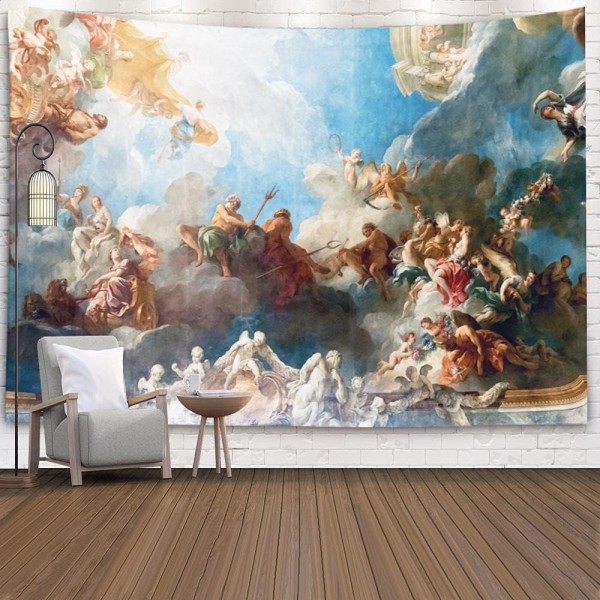 Vægophæng Gobelin Tommer Paris Frankrig Loftsmaleri i Hercules-værelset på det Kongelige Slot Versailles Gobelin Store Gobeliner til Soveværelse P
