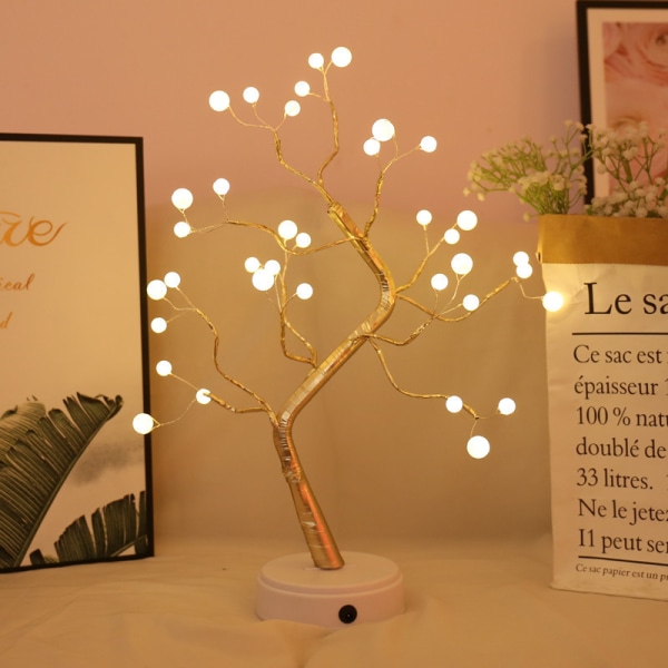 Kreativt Træ Lampe Perle Træ Lampe Touch Skærm Lampe Soveværelse Lampe Gave Stand Lampe Dekorations Lampe Bordlampe#2