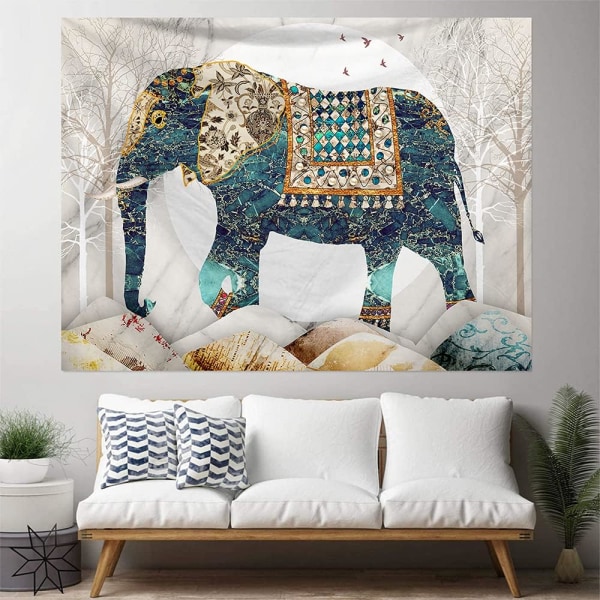 Elephant Forest Moon Tapestry Gobestry, Bohemian Hippie Boho Trippy Indie Estetisk Wall Tapestry, Mystical Estetic Vintage Wall Hanging Home Deco