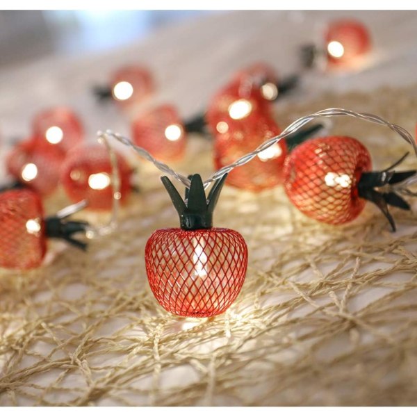 10 LED Apple String Lights Metal Mesh Batteridrivna Fairy Lights för sovrum bröllop Inomhus Utomhus Hem Party