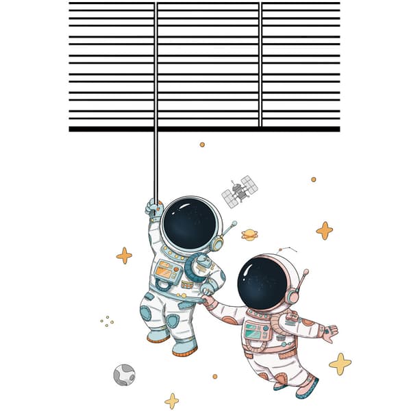Set Spaceman Pattern Wall Stickers Fadeless Pvc High Durability Bakgrundsdekal för sovrum c