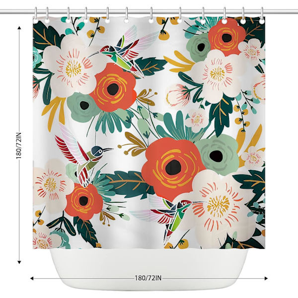 Bruseforhængssæt Vandtæt polyester Planter og blomster Bruseforhæng med 12 kroge til hjemmet Hotel Maskinvaskbart forhæng Vandtæt badeværelse Wi
