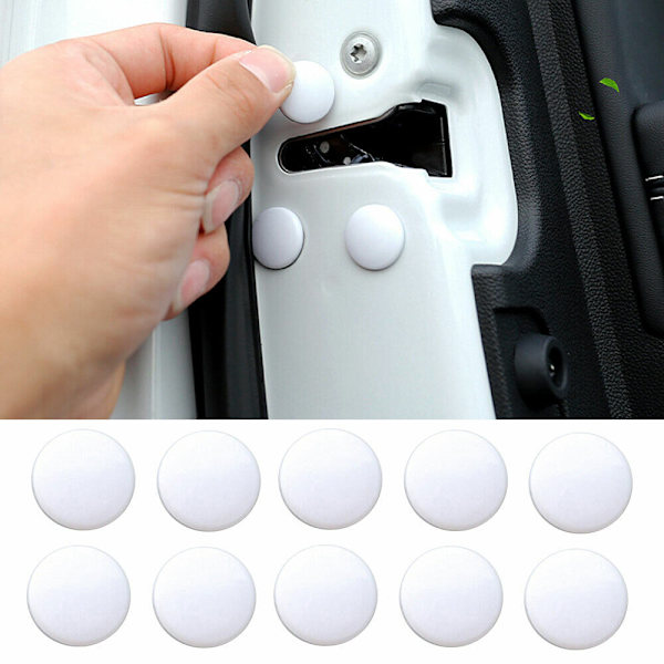 12st Bilinvändig Dörrlås Cover Lock Cap Trim Autotillbehör Vit