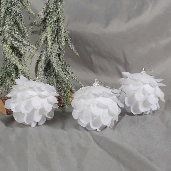 3 st Snövit kronblad skum bollar jul hängande prydnader Xmas Tree hänge null - Small petals