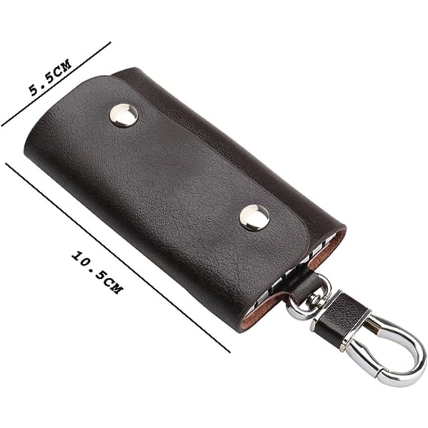 Bärbart case i läder med 6 krokar och tryckknappsstängning för att hänga upp nycklar 10,5 x 5,5 cm