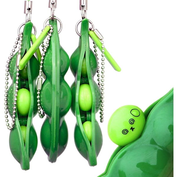 Fidget Toys, 3 ST Pea Bean Nyckelring Leksak Tryck utmatad Funn
