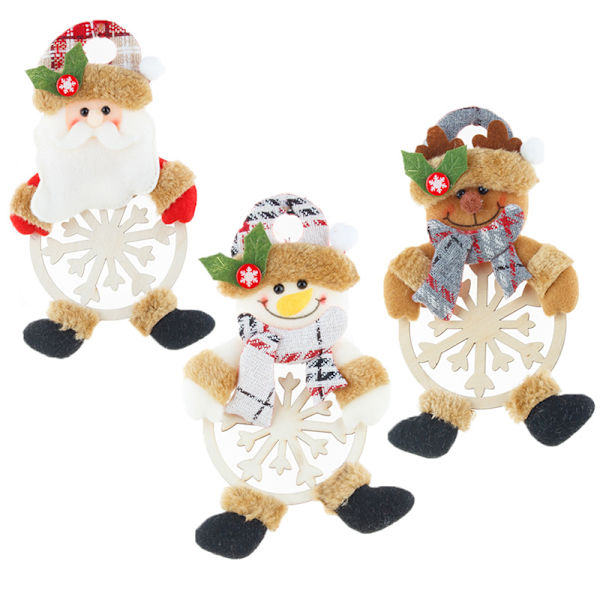 3 Joulun puiset riipukset Joulun lumihiutale puiset sarjakuvahahmo koristeet joulukuusen koristeluun 19*12cm