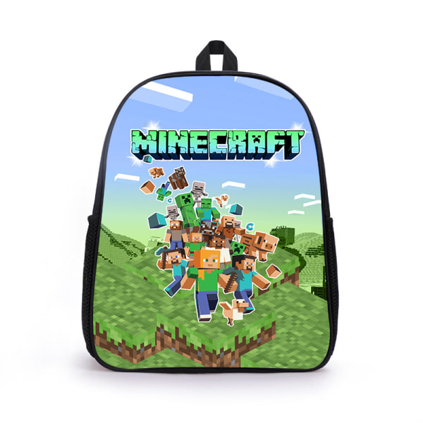 Minecraft Printed Ryggsäck Skolväska Stor kapacitet Student Bokväska Ryggsäck Barn Present 10