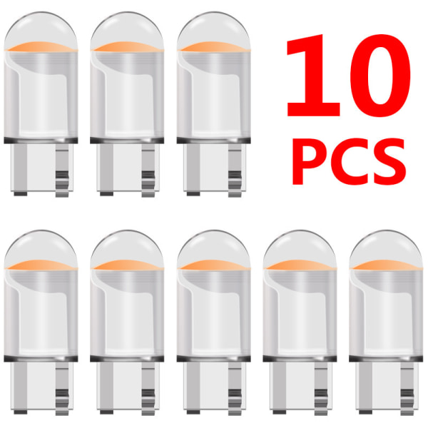 10 stycken glas full ljustransmission led-ljus T10 sidomarkeringsljus COB bil glödlampa eftermontering tillbehör led registreringsskylt