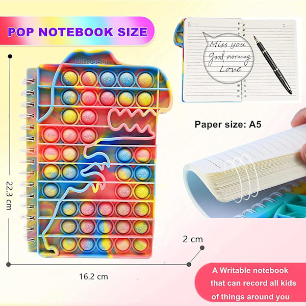 Pop Fidget It Notebook, Push Bubble A5 Spiral Notebooks Fidget Toys, Söta kompositions anteckningsböcker, College Ruled Notebooks, Protable för skolkontoret