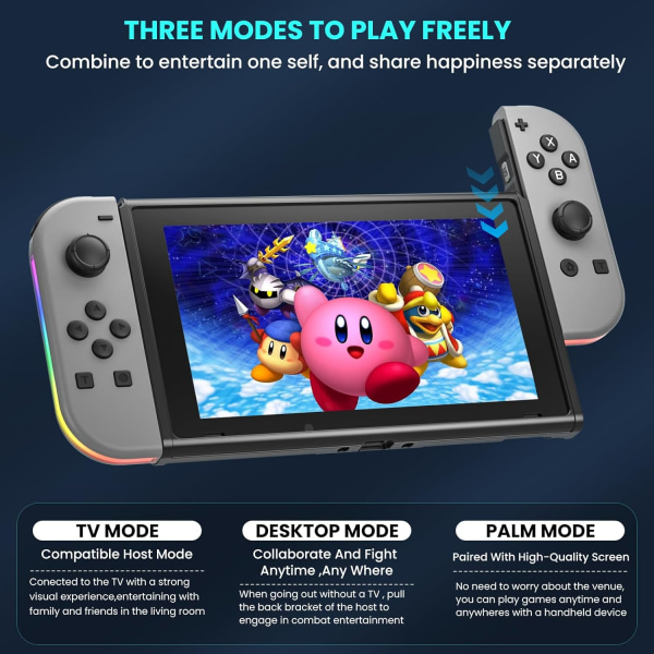 Trådlös handkontroll kompatibel för Nintendo Switch, Oled, Lite Gamepad Joystick (l/r) Ersättning med Rgb höger grey