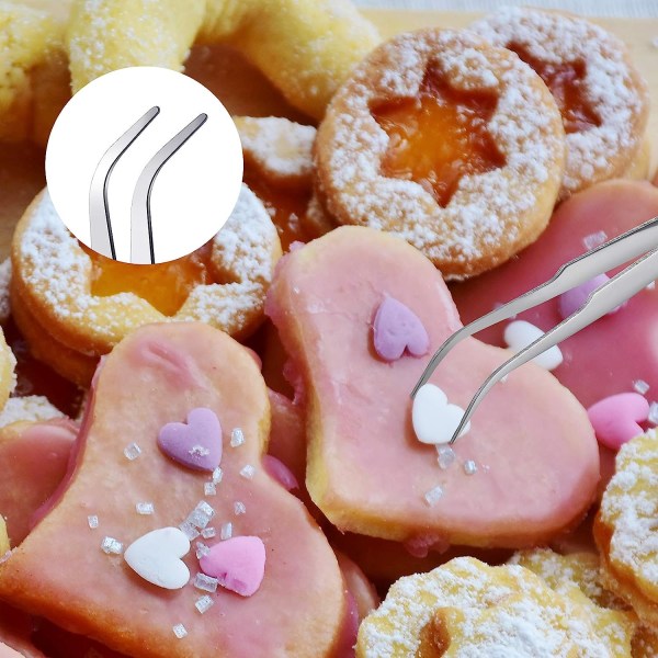 14 Dele Kagedekorationssæt Cookie Værktøj Dekoreringssæt Kagedekorationsbørste Skriveværktøj Sukker Røre Nål Bagepincet til Krymmel Albue og Lige Pincet De