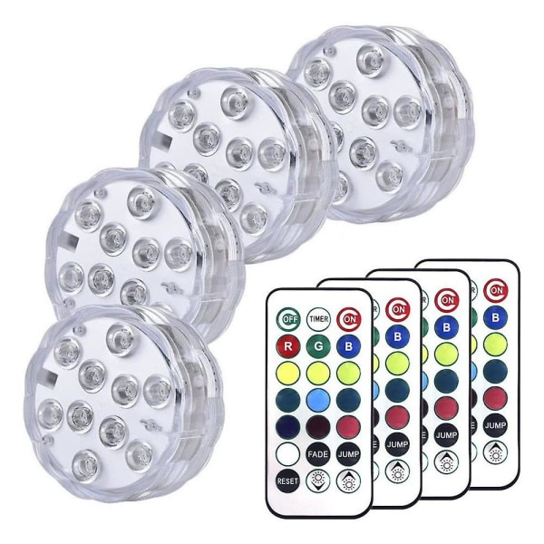 Dekorativa färgglada landskapslampor Vattentät LED-belysning Set med 4 nedsänkbara Rgb-flerfärgslampor