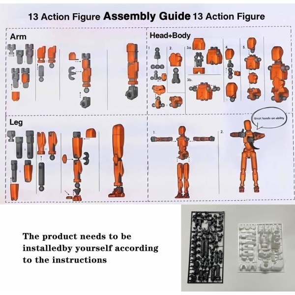 T13 Action Figure, Titan 13 Action Figure, Robot Action Figure, 3D Printed Action[HK] blue