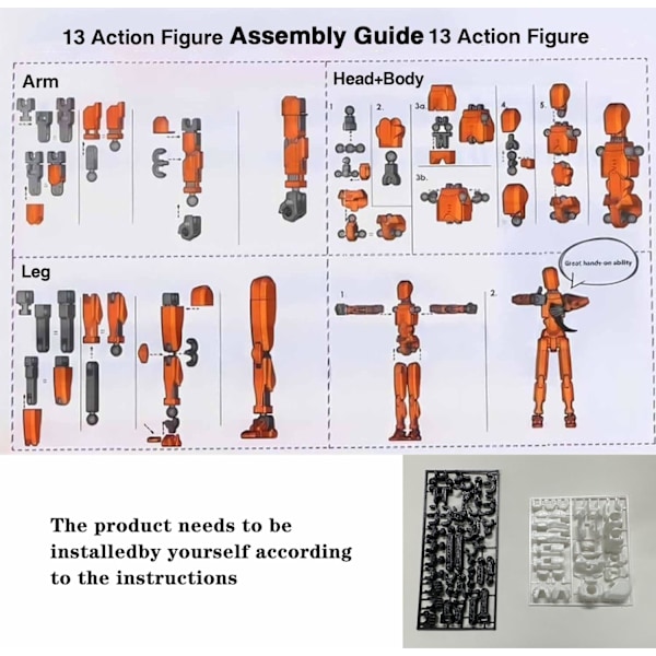 T13 Action Figure, Titan 13 Action Figure, Robot Action Figure, 3D Printed Action[HK] orange+blue