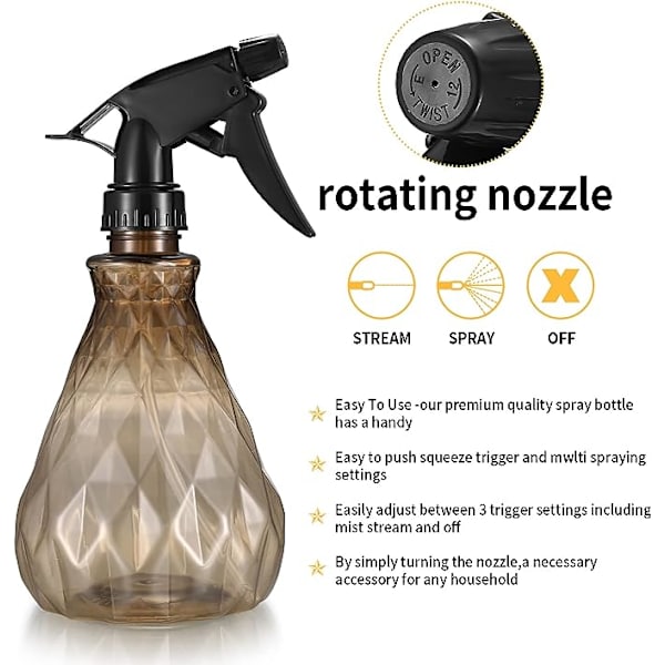2 stycken 500 ml sprayflaskor tomma påfyllningsbara, tomma plastvattenflaskor, sprayflaska, sprayflaska för trädgårdsväxter, rengöring