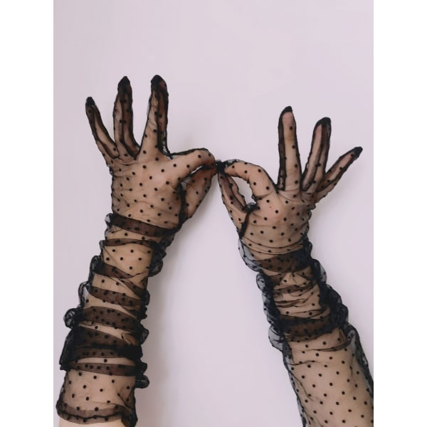 Mesh för kvinnor - Operahandskar Spetshandskar Långa Tyllhandskar Stretchy Polka Dot Tea Handskar