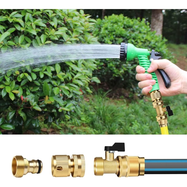 Messing Hageslange Stengeventil, 3/4' Gjenget Kuleventil Stenge Slangeadapter (1 Pakke)