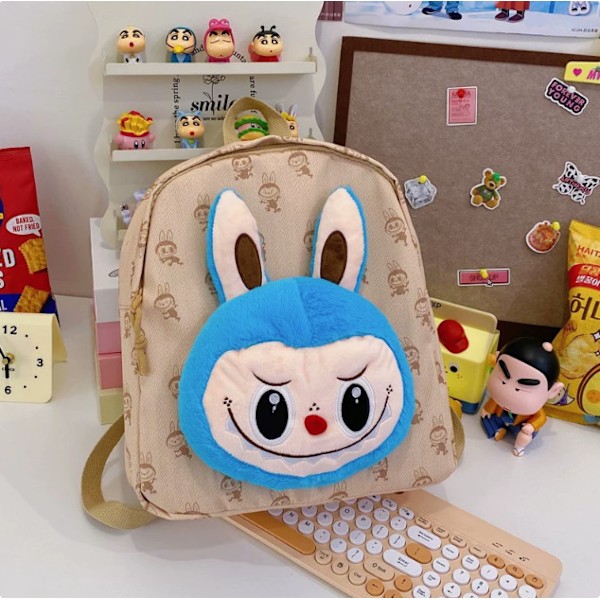Ny Barnryggsäck Labubu Skolväska Kawaii Plush Toy Ryggsäck Söt Cartoon Ryggsäck Exploded Toddler Bag blue