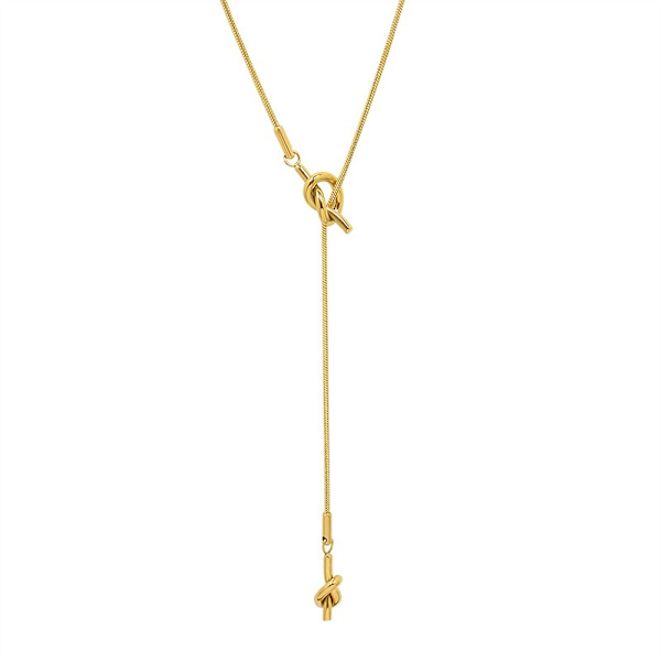 Sydänsolmu Tupsu Säädettävä Kultainen Neuleketju Pieni 18K Kullattu Kaulakoru Korut 65cm