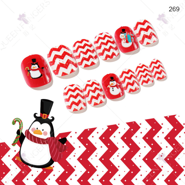 5 lådor med olika stilar av bärbara naglar till jul. Härliga nagelnaglar Barnlappar Nagelnaglar 14*6,5 (plus förpackning)