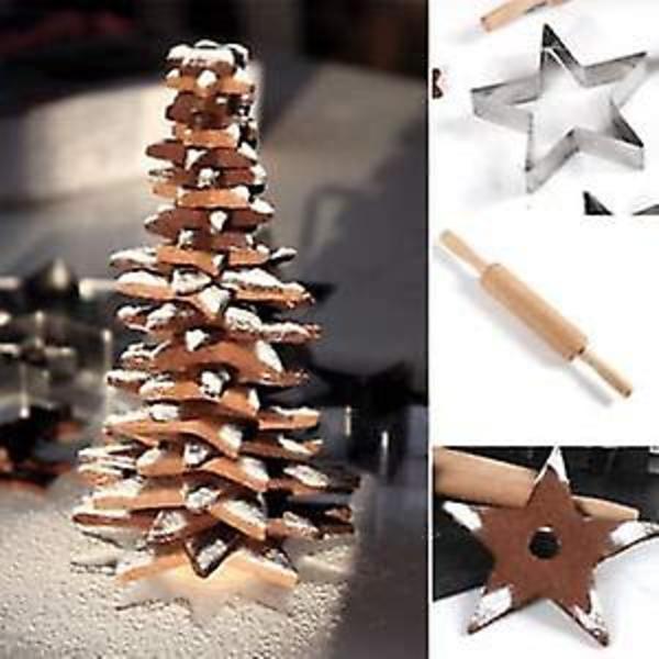 Star Cookie Cutter Set-5 st Rostfritt stål Femuddiga molds Fondantkaka Cookie Cutter Set Bakverksform-för 3d julgran