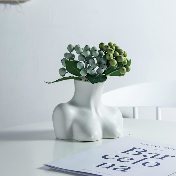 Blomvas, Blomstervas i kroppsstil, Svart glansig Cramic Vas, Handpläterad Skulpturvas, Dekor Blomkruka för Hemmakontoret Bröllopsfest Semester