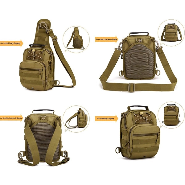 Sling Bag Tactical Military Molle Axelväska Bröstpaket för män Multifunktionsryggsäck för sportjakt， Camo