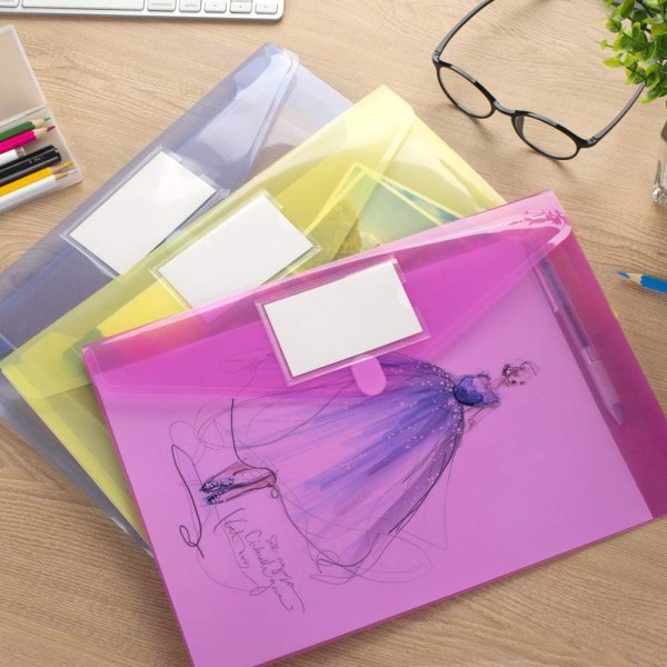10 Pakk Plast Konvolutt Poly Konvolutt, Klar Dokumentmappe Pl