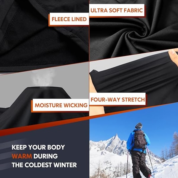 Thermal Set Vinter Jaktutrustning Sport Long Johns Base Layer Low Top Mellanvikt (svart, medium)