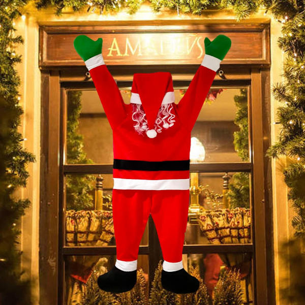 Klättrande jultomte hängande juldekorationer, 42,5' inomhus juldekorationer utomhus klättring jultomte kostym för fönster Dörr Vägg Fireplace